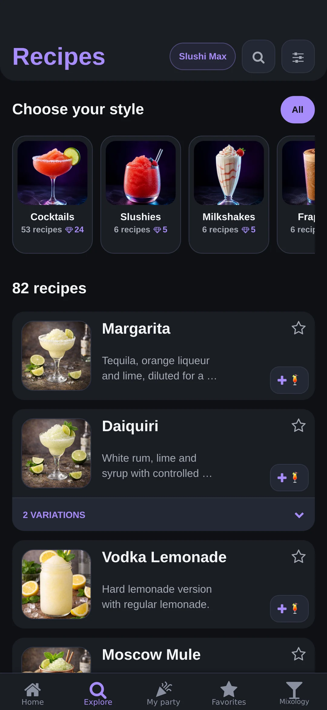 Recipe catalogue