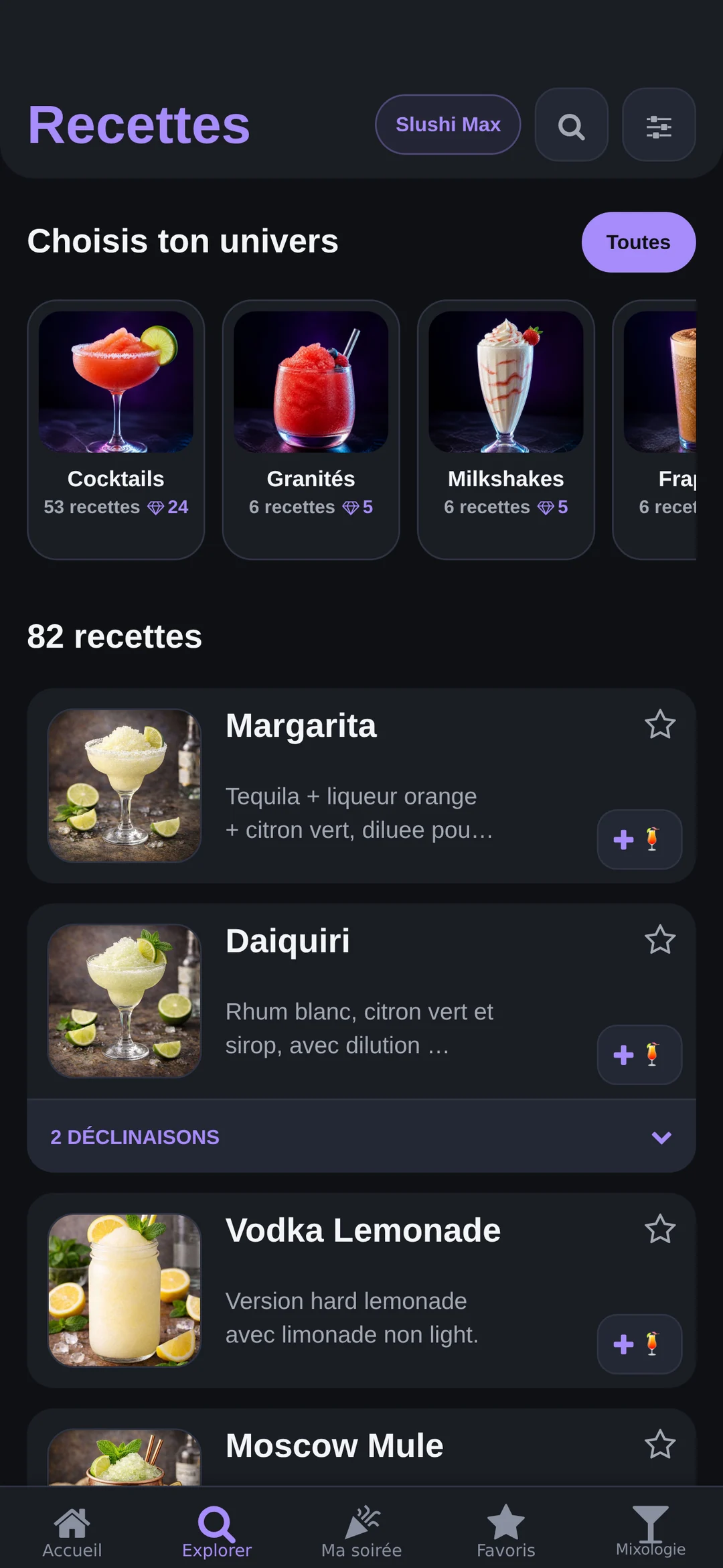 Catalogue des recettes